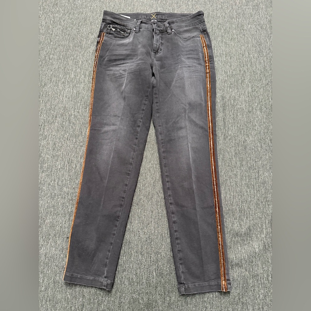 Dream Jeans by Mac gray wash  with Orange & gold Side Seam Stripes size 29 / 38